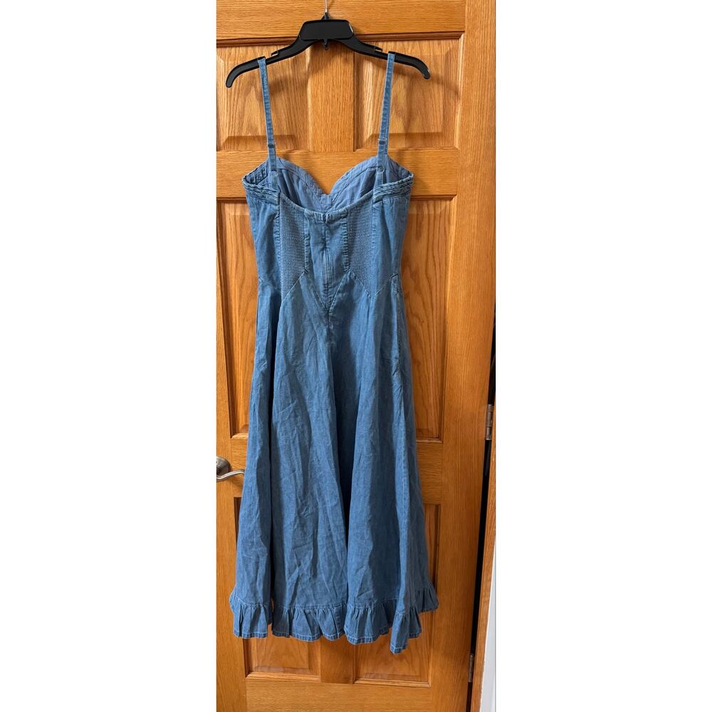 Free People Another Season Boardwalk Blue Denim Midi Dress XL (NEW) - Picture 5 of 9